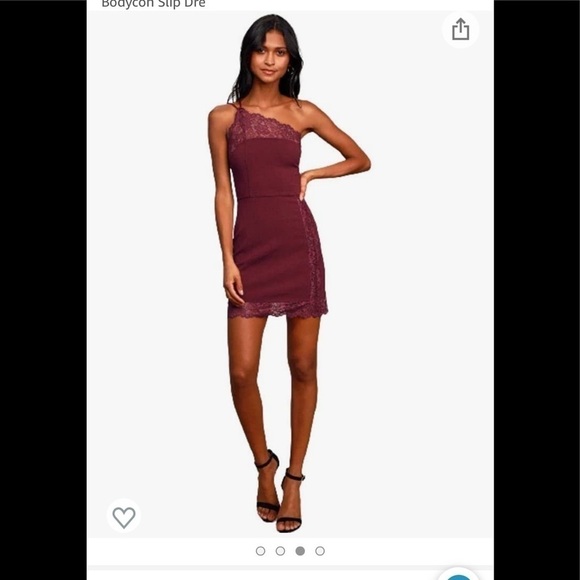 Free People Premonitions Burgundy Lace One-Shoulder Bodycon Slip Dre NWT. XS - Picture 1 of 4